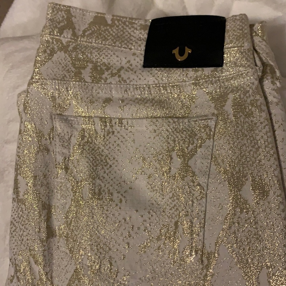 True Religion gold and cream pants